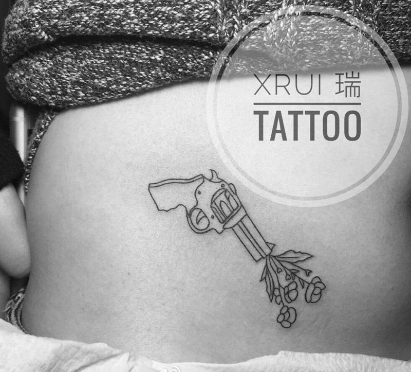 小清新纹身图片_成品腹部背部欧美清新植物纹身图案