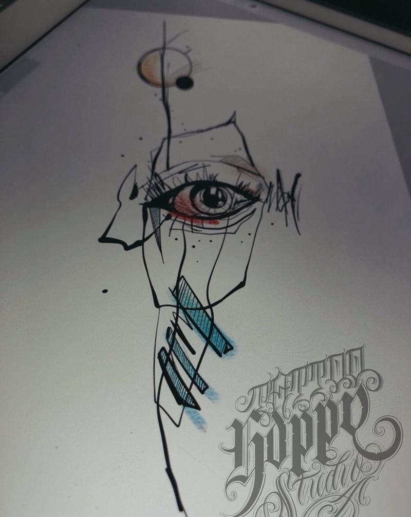 客稿眼睛纹身图片_手臂手部点刺纹身图案