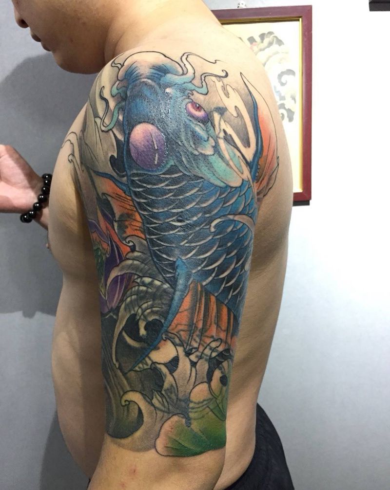 富贵鲤鱼纹身图片_成品纹身图案