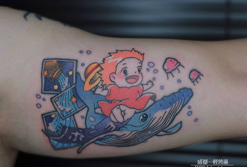 波妞纹身图片_手臂New School纹身图案