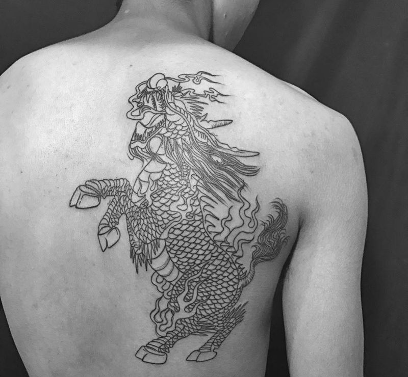 火麒麟纹身图片