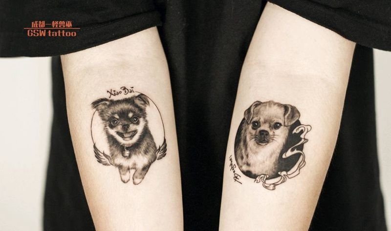 小狗狗纹身图片_手臂纹身图案