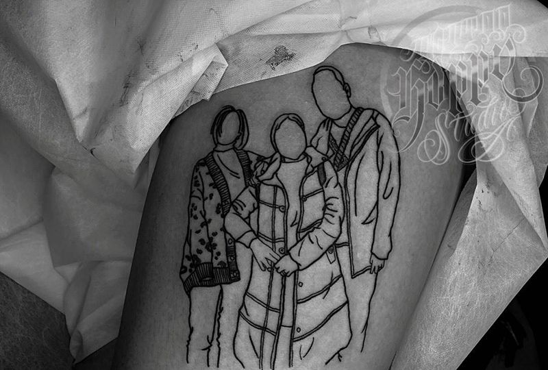 家人简笔画纹身纹身图片_脚部几何纹身图案