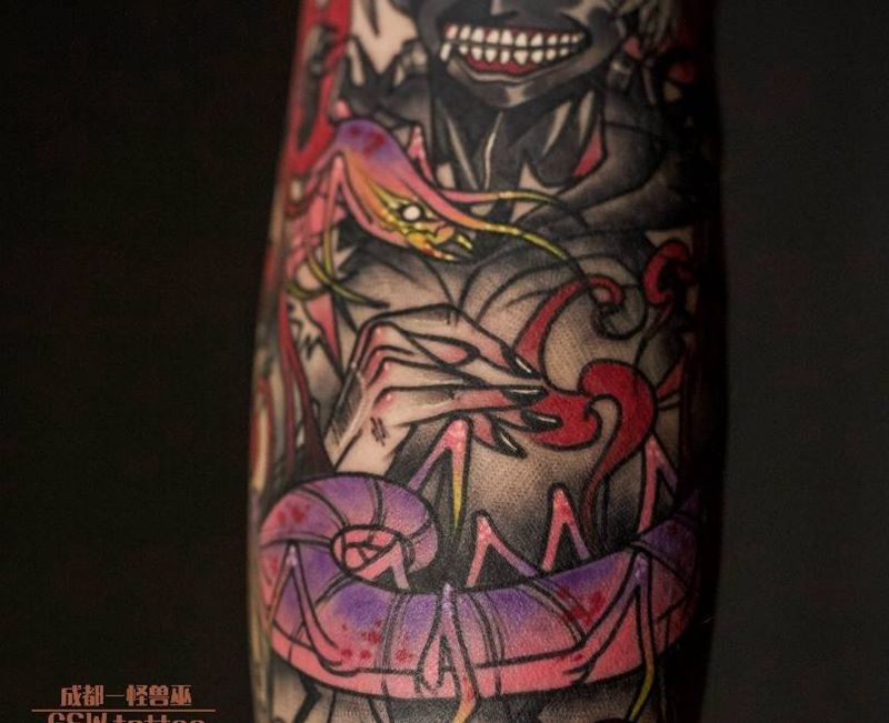 东京食尸鬼纹身图片_手臂New School纹身图案