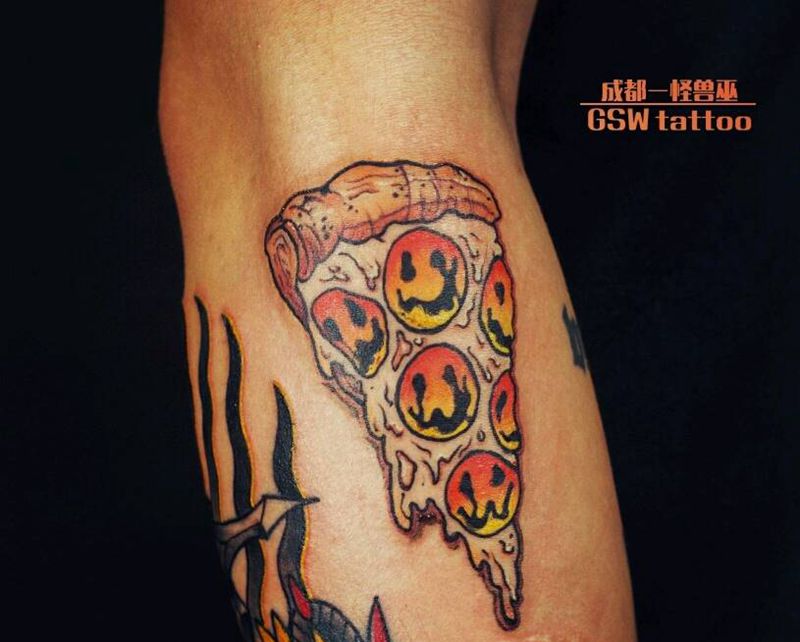 披萨纹身图片_手臂欧美贴纸成品纹身图案