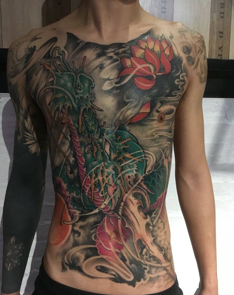 大龙一头，忽略右上角，不是本人作纹身图片