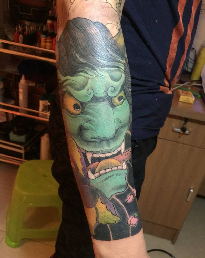 般若纹身图片_成品手臂传统刺青纹身图案