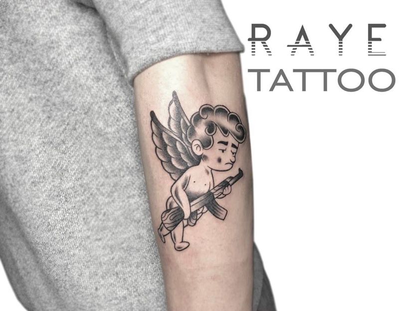 丘比特纹身图片_成品手臂欧美清新人物宗教纹身图案