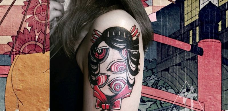 千目纹身图片_手臂手部传统习俗动物人物鬼神原创成品纹身图案