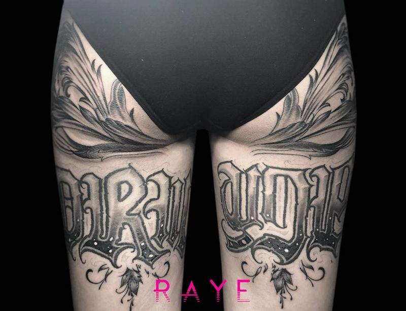 花体修改&添加纹身图片_臀部花体字纹身图案