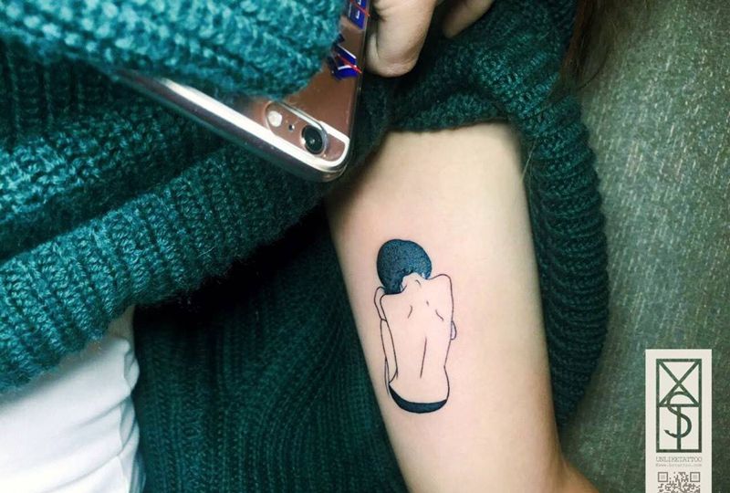 .纹身图片_成品手臂欧美清新线条纹身图案