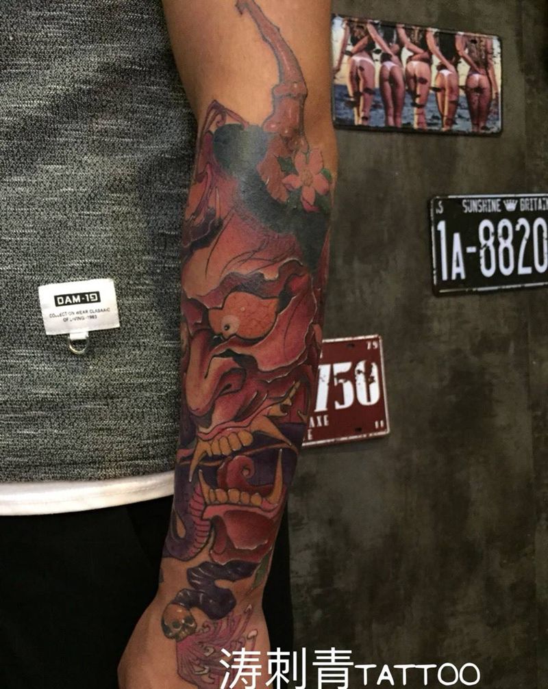 般若纹身图片_手臂新传统纹身图案