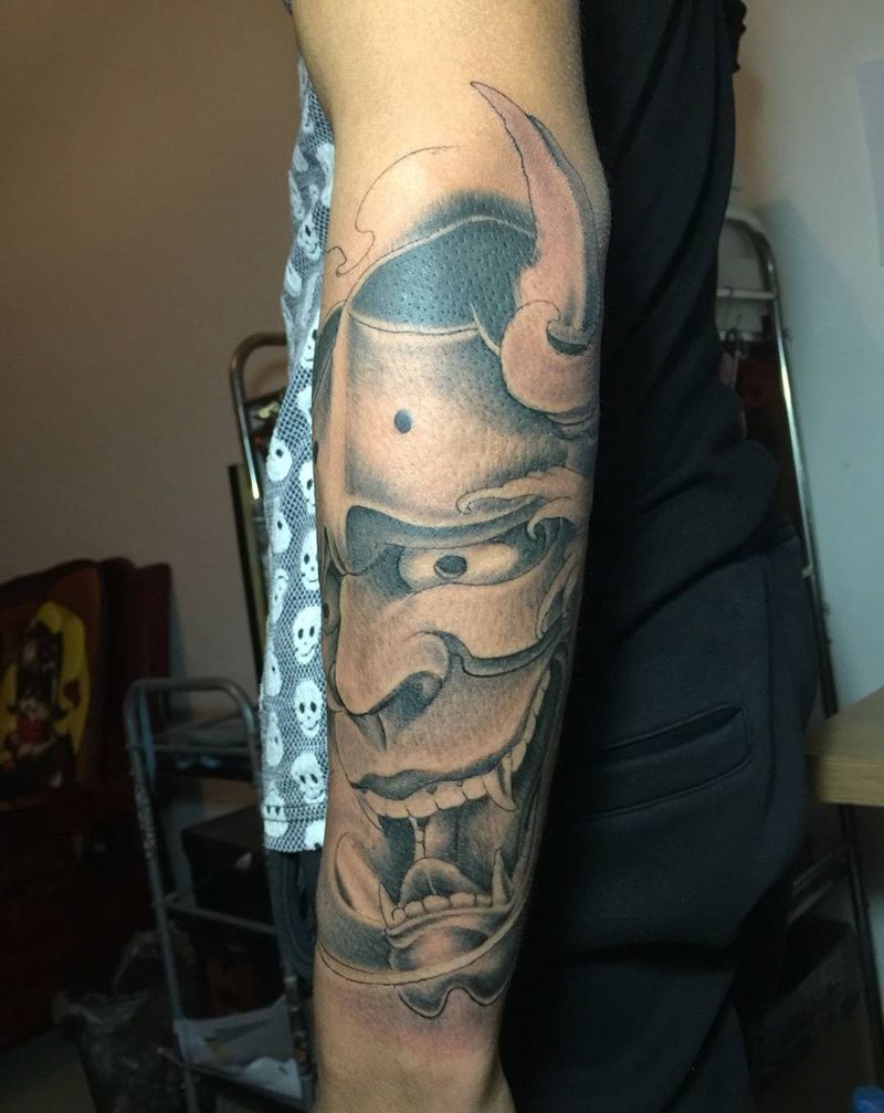 般若纹身图片_成品手臂传统刺青纹身图案