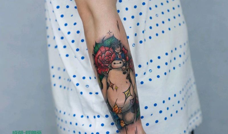 大白纹身图片_手臂欧美清新人物成品纹身图案
