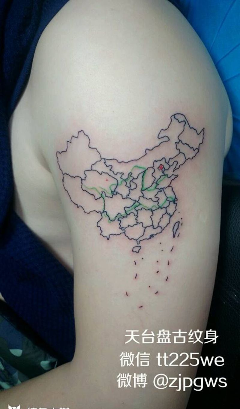 中国地图纹身图片