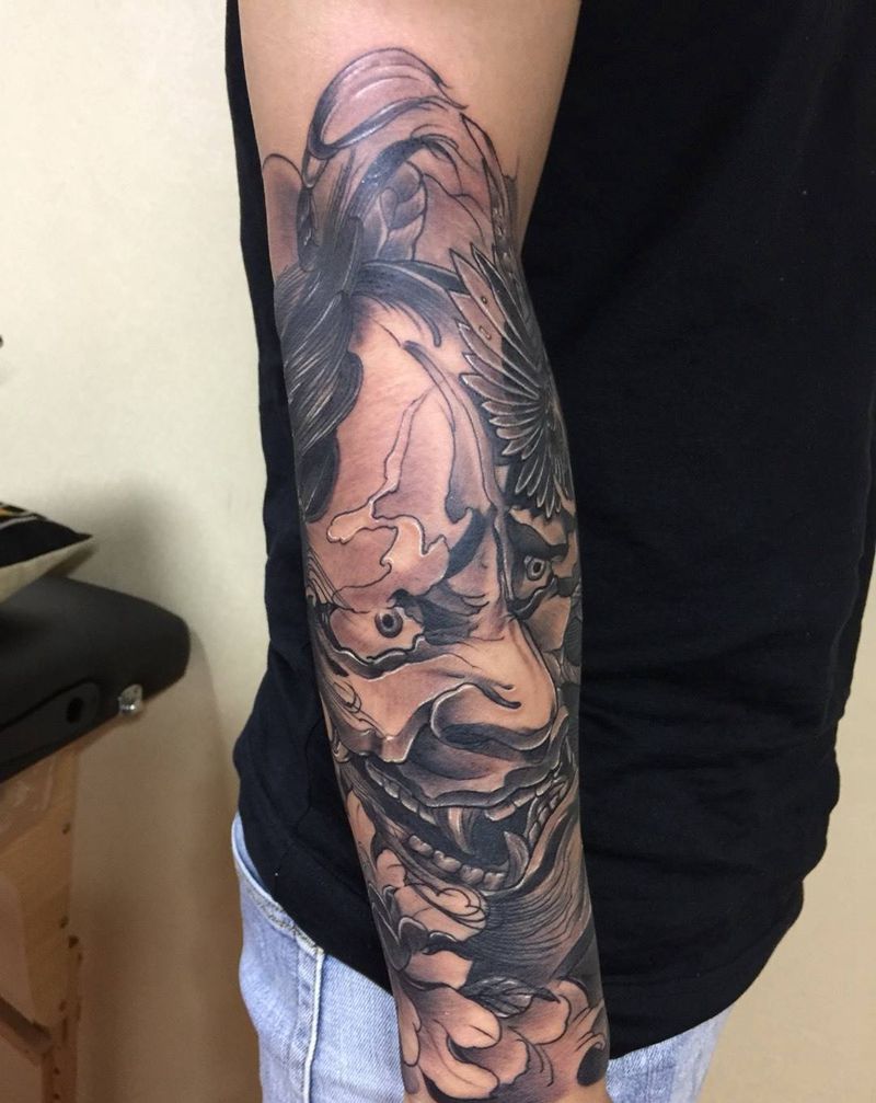 般若纹身图片_成品手臂传统纹身图案