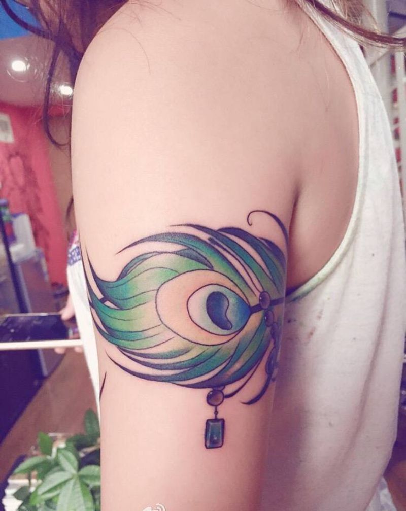 雀翎纹身图片_成品手臂清新欧美动物原创纹身图案