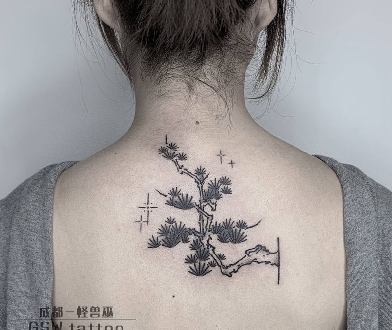 禅意纹身图片_背部New School纹身图案