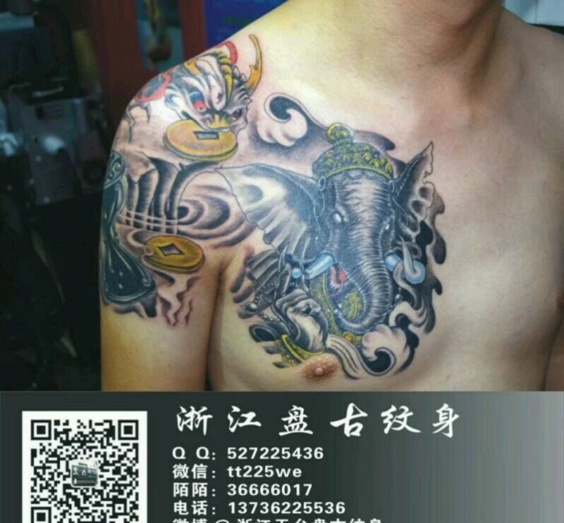 半胛纹身图片_胸部手臂成品纹身图案