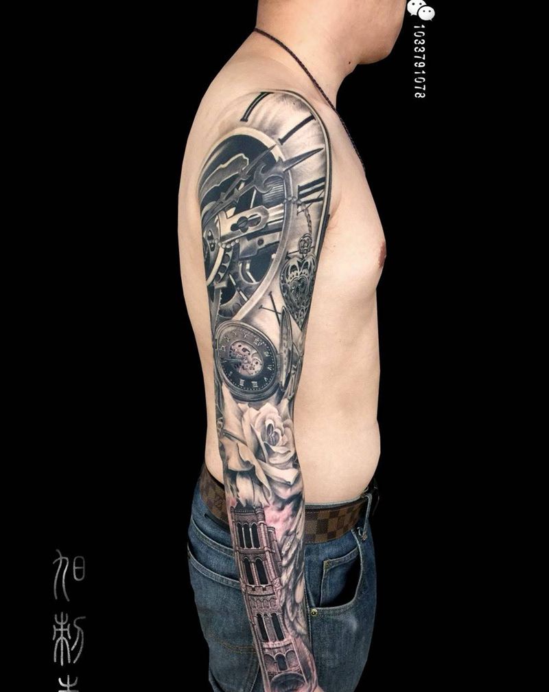 欧美写实花臂纹身图片_成品手臂欧美纹身图案