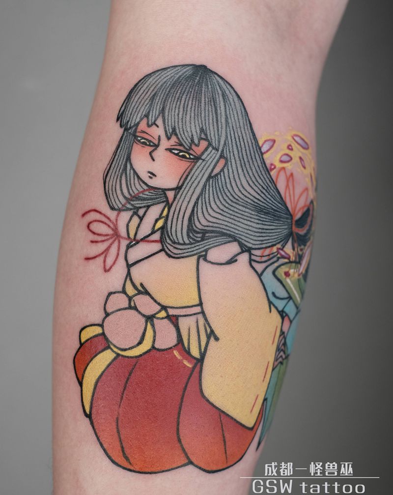 桔梗和阿篱纹身图片_手臂New School纹身图案