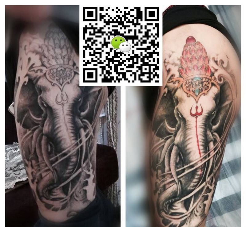 六牙白象王纹身图片