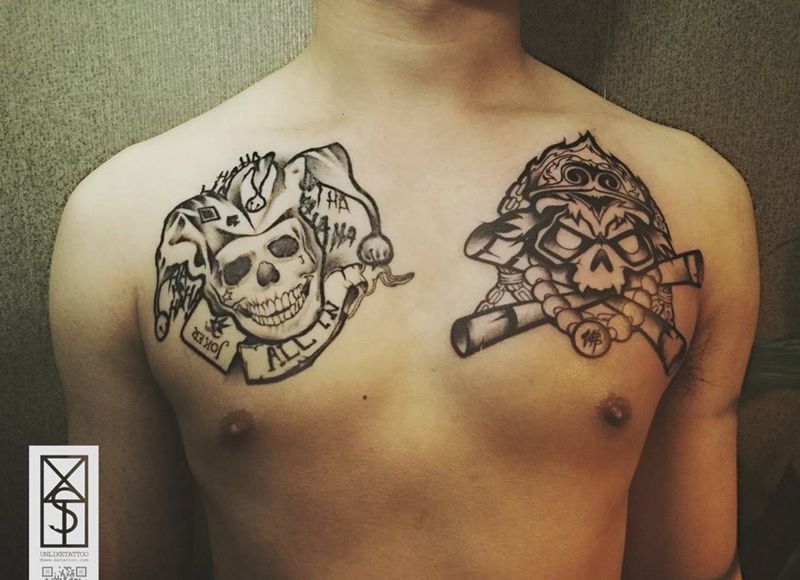 悟空纹身图片_成品胸部欧美清新传统动物宗教人物纹身图案