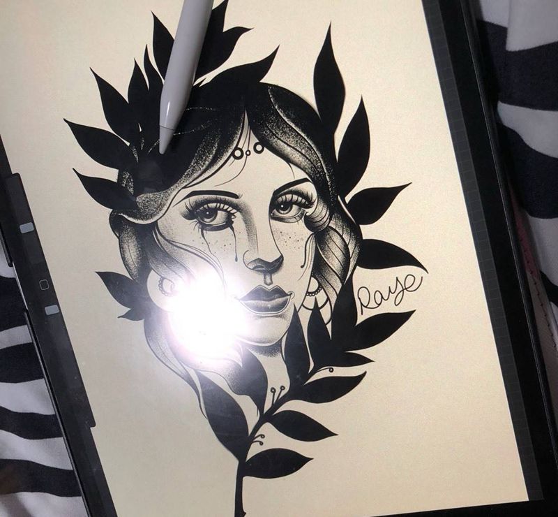 原创纹身图片_点刺欧美写实女郎纹身图案