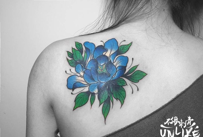 遮盖纹身图片_成品手稿背部传统清新植物原创遮盖纹身图案