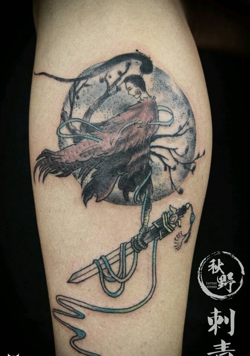 水墨江湖人纹身图片