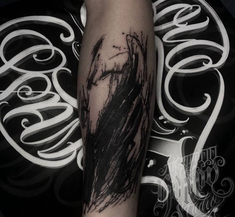 遮盖纹身图片_手臂手部水彩水墨纹身图案