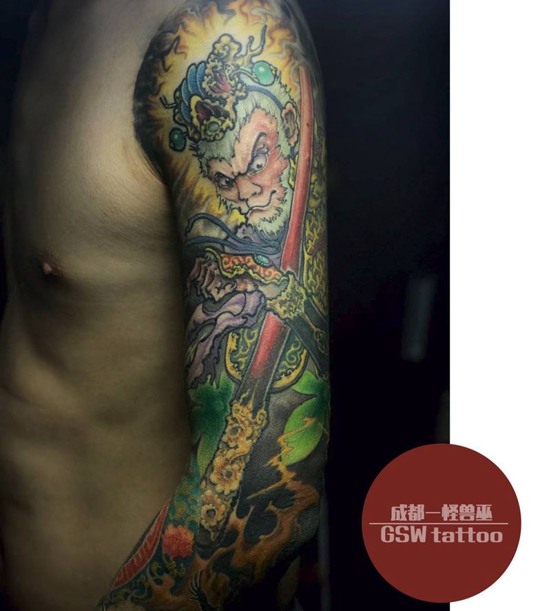 悟空纹身图片_手臂新传统纹身图案