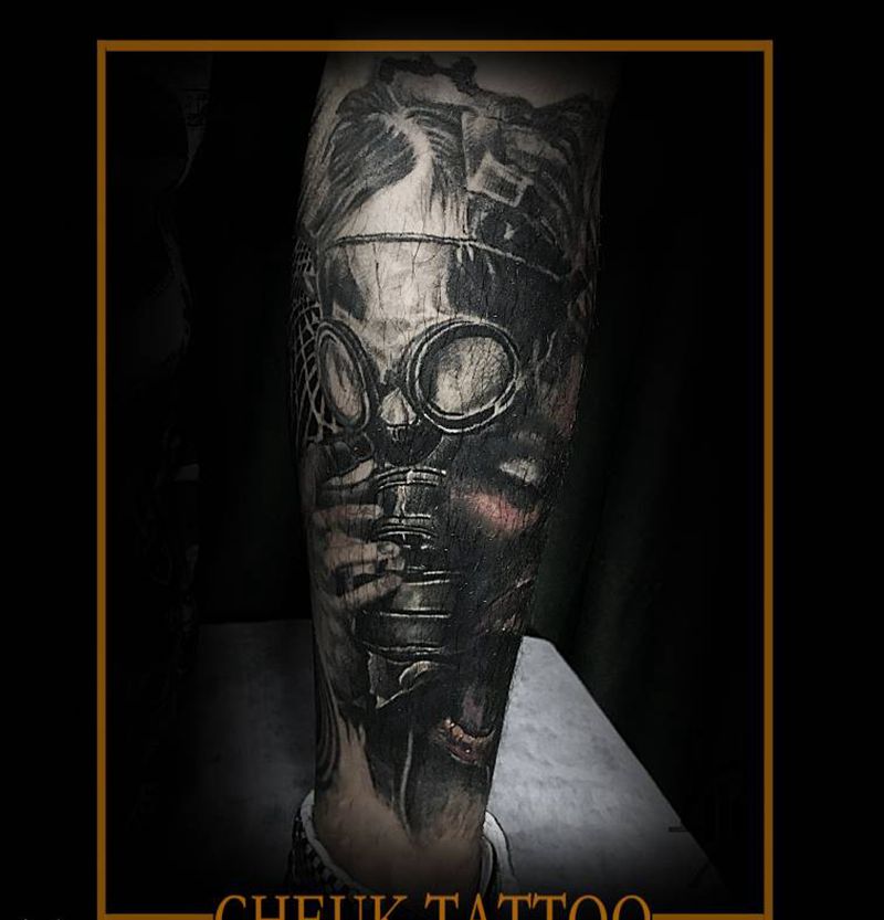 刎纹身图片_欧美写实纹身图案