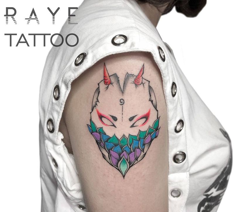 mask面具纹身图片_成品手稿手臂欧美清新纹身图案
