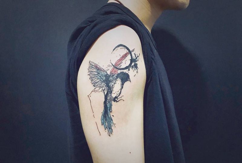 鸟纹身图片_手臂New School鸟纹身图案