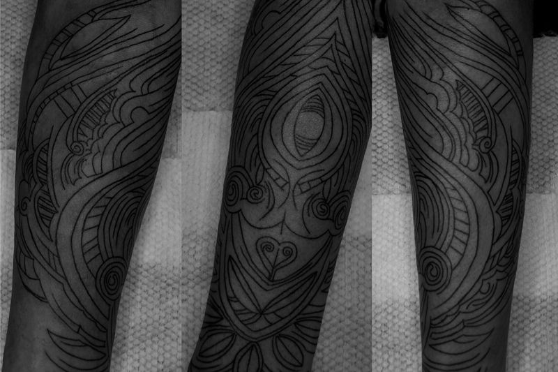 线条纹身图片_手臂手部图腾纹身图案