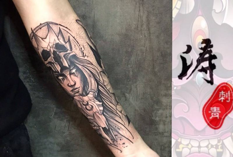 黑暗纹身图片_几何纹身图案