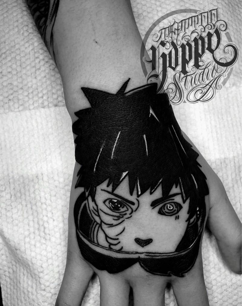 宇智波带土纹身图片_手部手臂Old School纹身图案