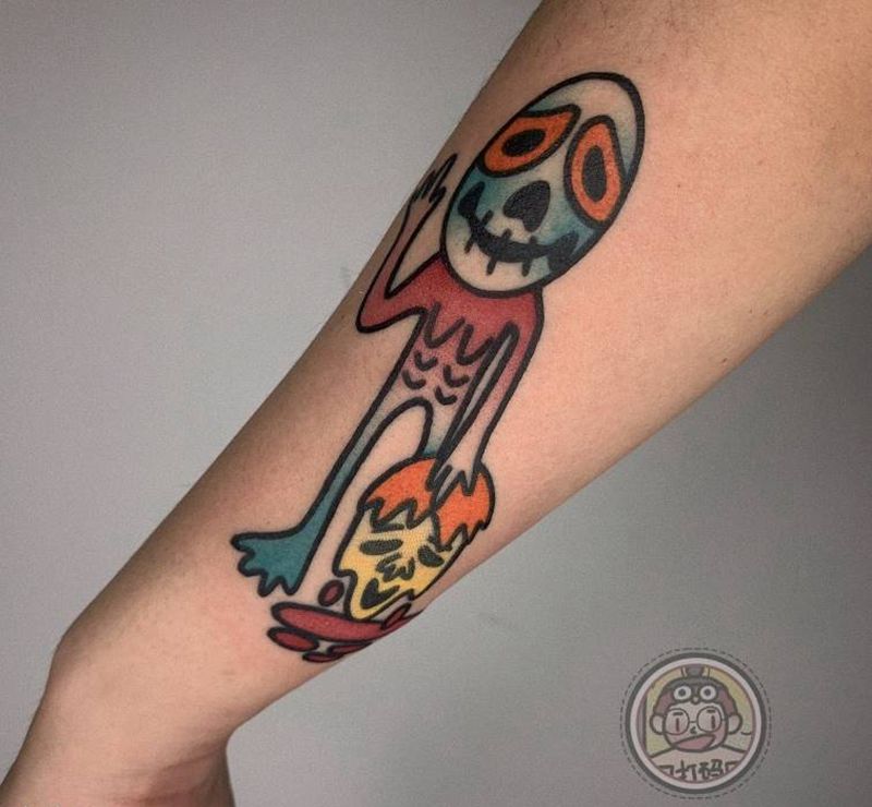 怪物纹身图片_手臂New School纹身图案