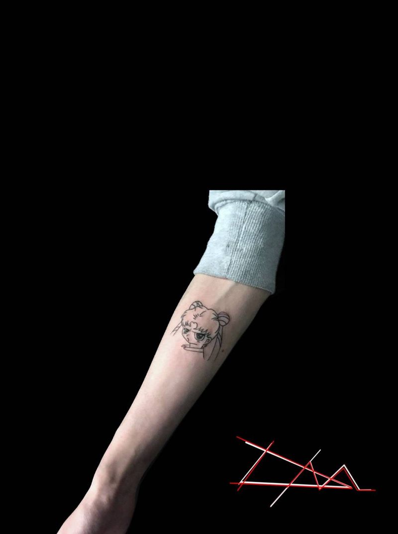 卡通黑白纹身图片_手臂清新人物情侣手部纹身图案