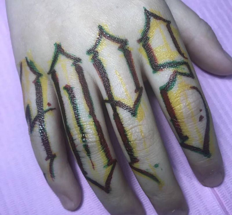 花体字hope纹身图片_手臂手部花体字纹身图案