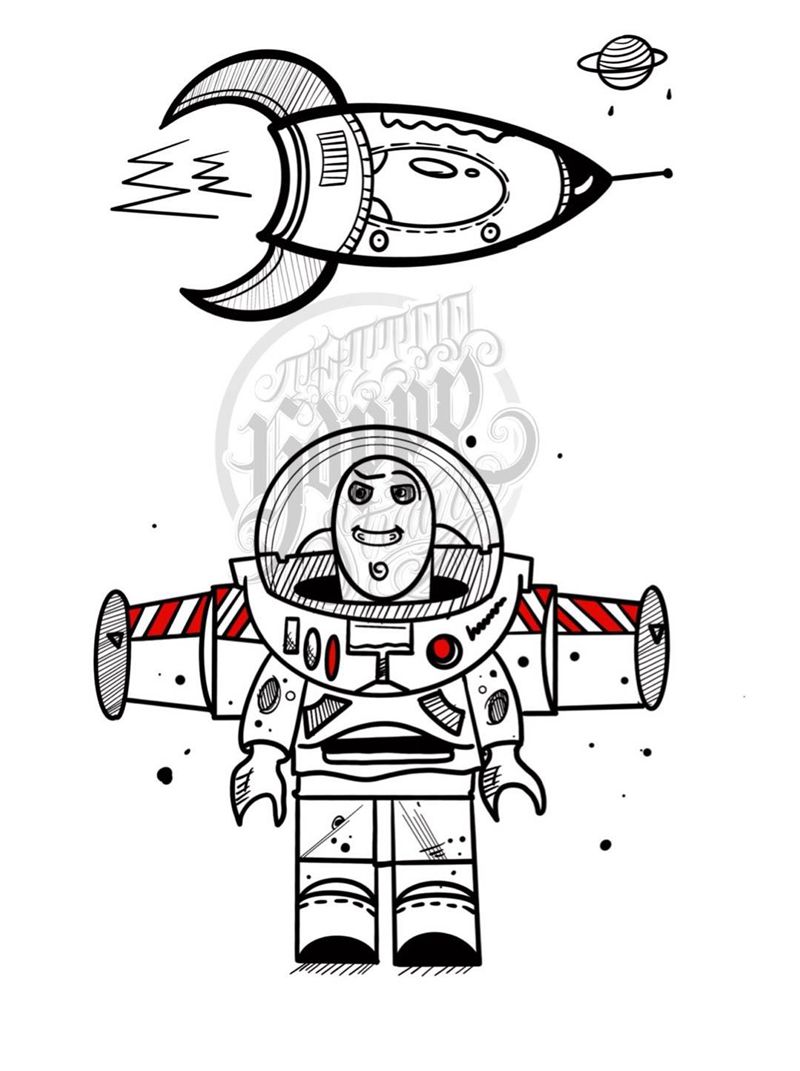 新稿宇航员系列纹身图片_手臂腿部New SchoolOld School纹身图案