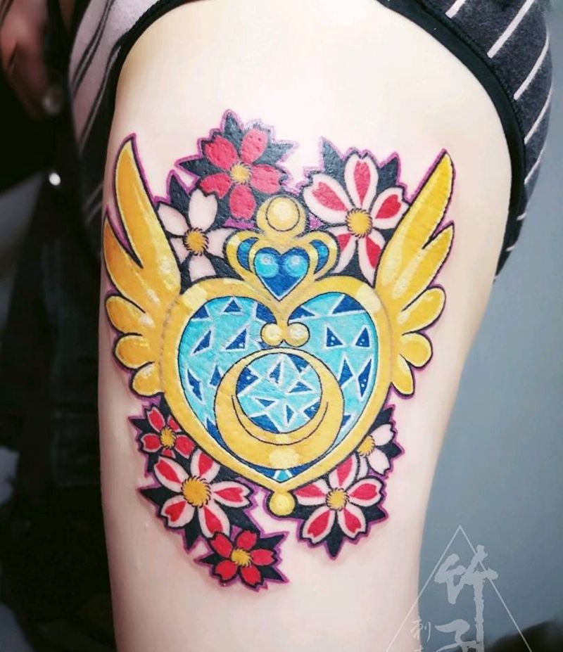 美少女的魔法棒纹身图片_臀部腿部脚部欧美清新静物原创成品纹身图案