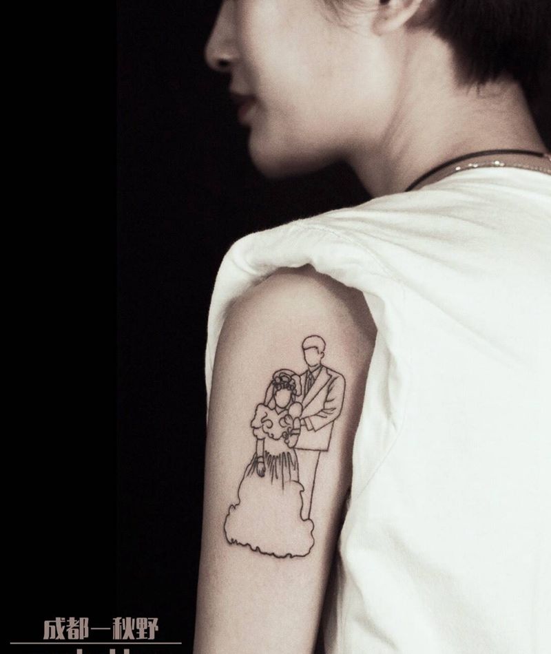 爸妈的结婚照纹身图片