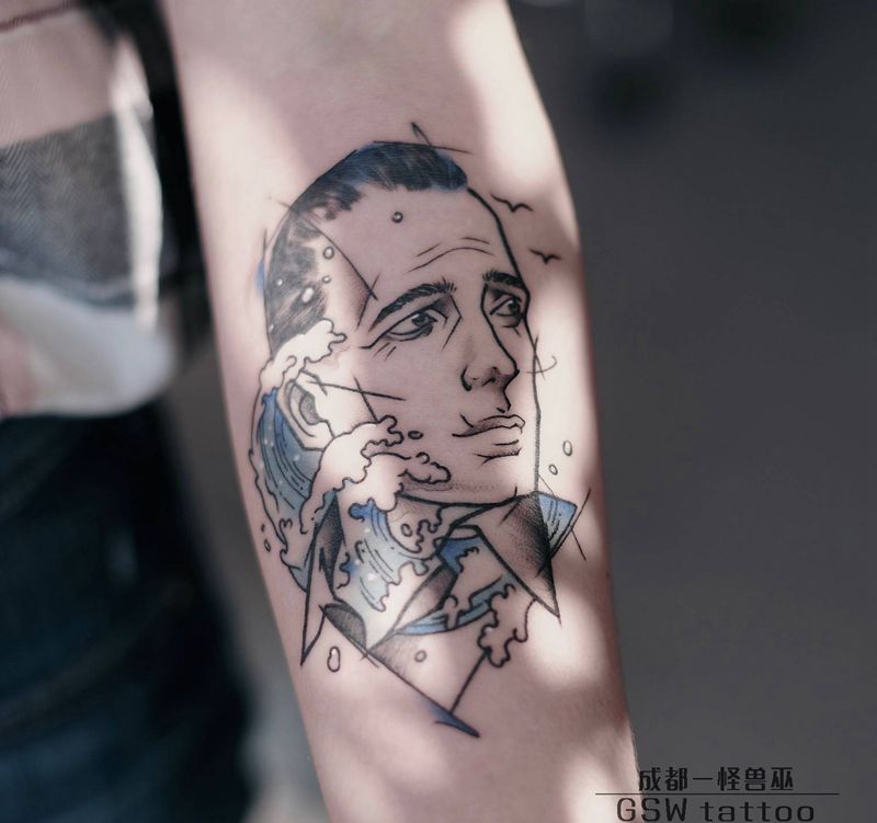 亨弗莱·鲍嘉纹身图片_手臂New School纹身图案