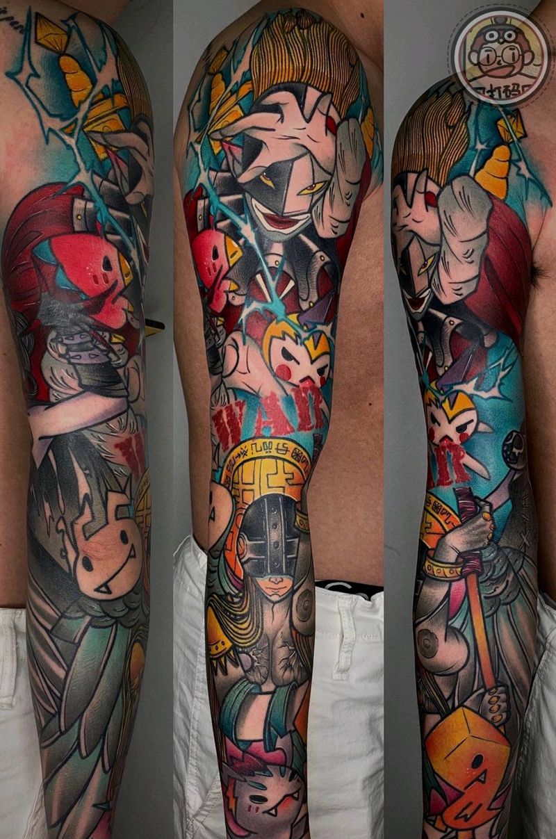 数码宝贝花臂纹身图片_手臂纹身图案