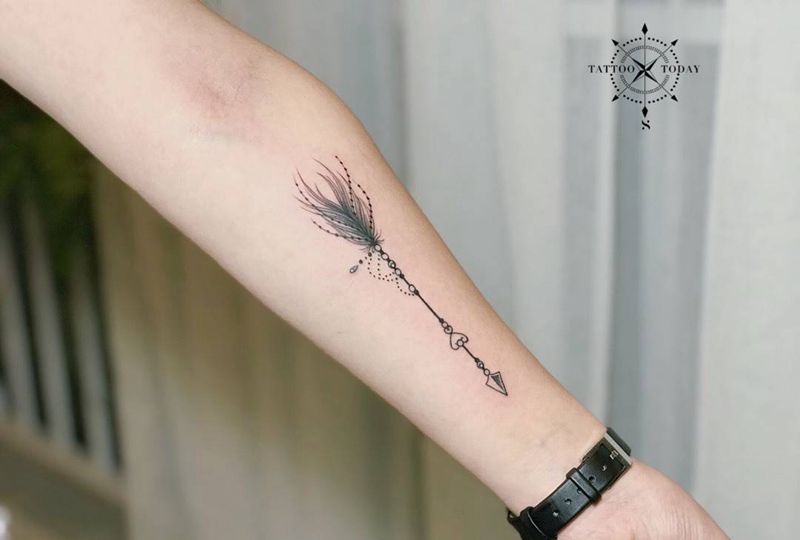 初纹之箭纹身图片_成品手臂清新纹身图案