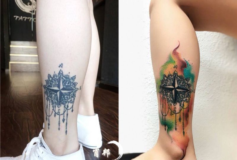旧纹身添加设计纹身图片_成品脚部纹身图案