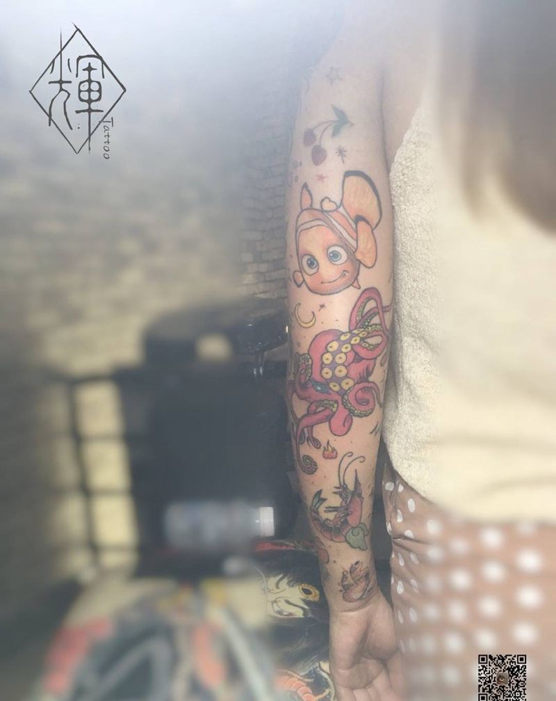 卡通花臂纹身图片