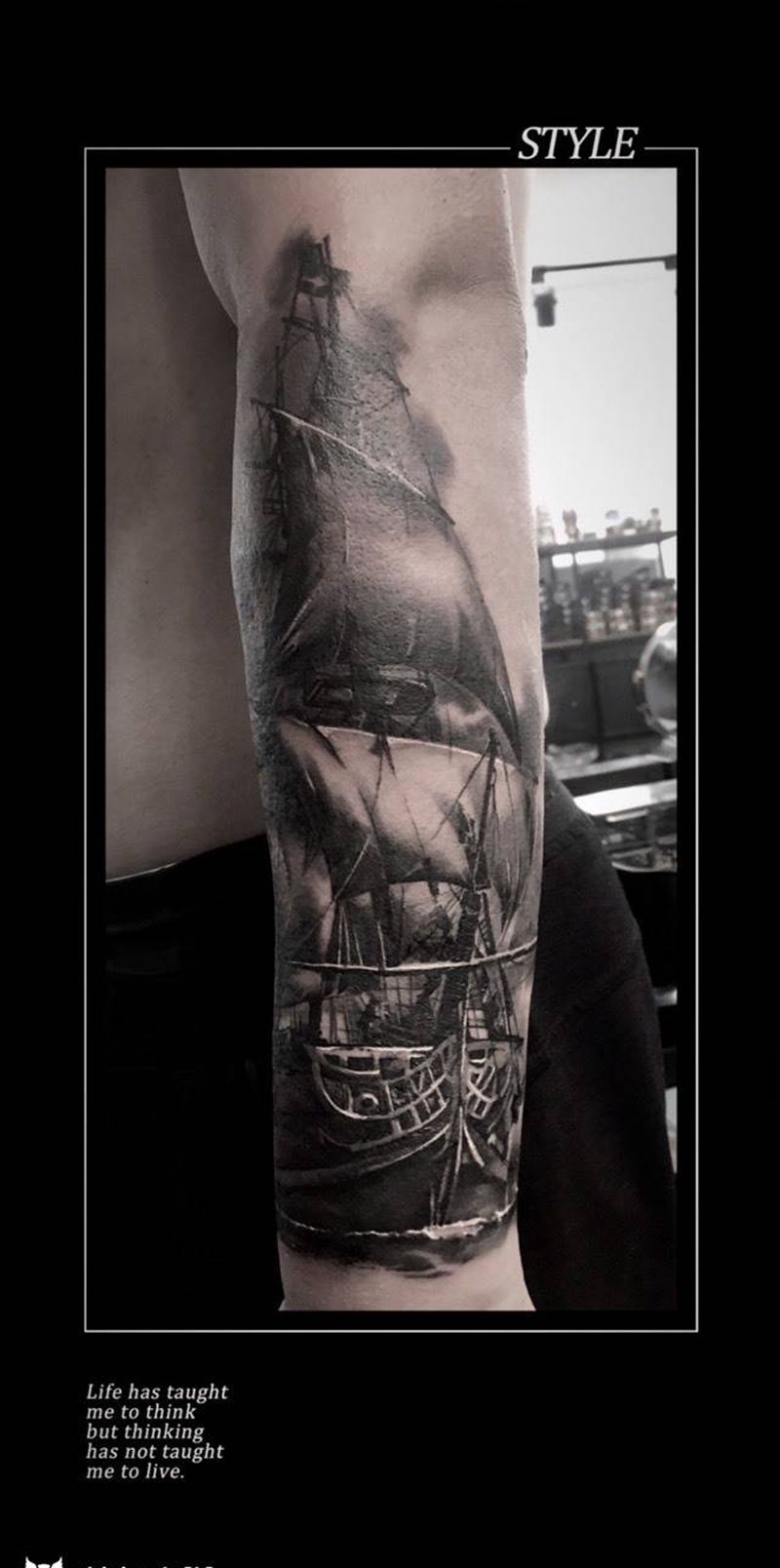 风帆战列舰纹身图片
